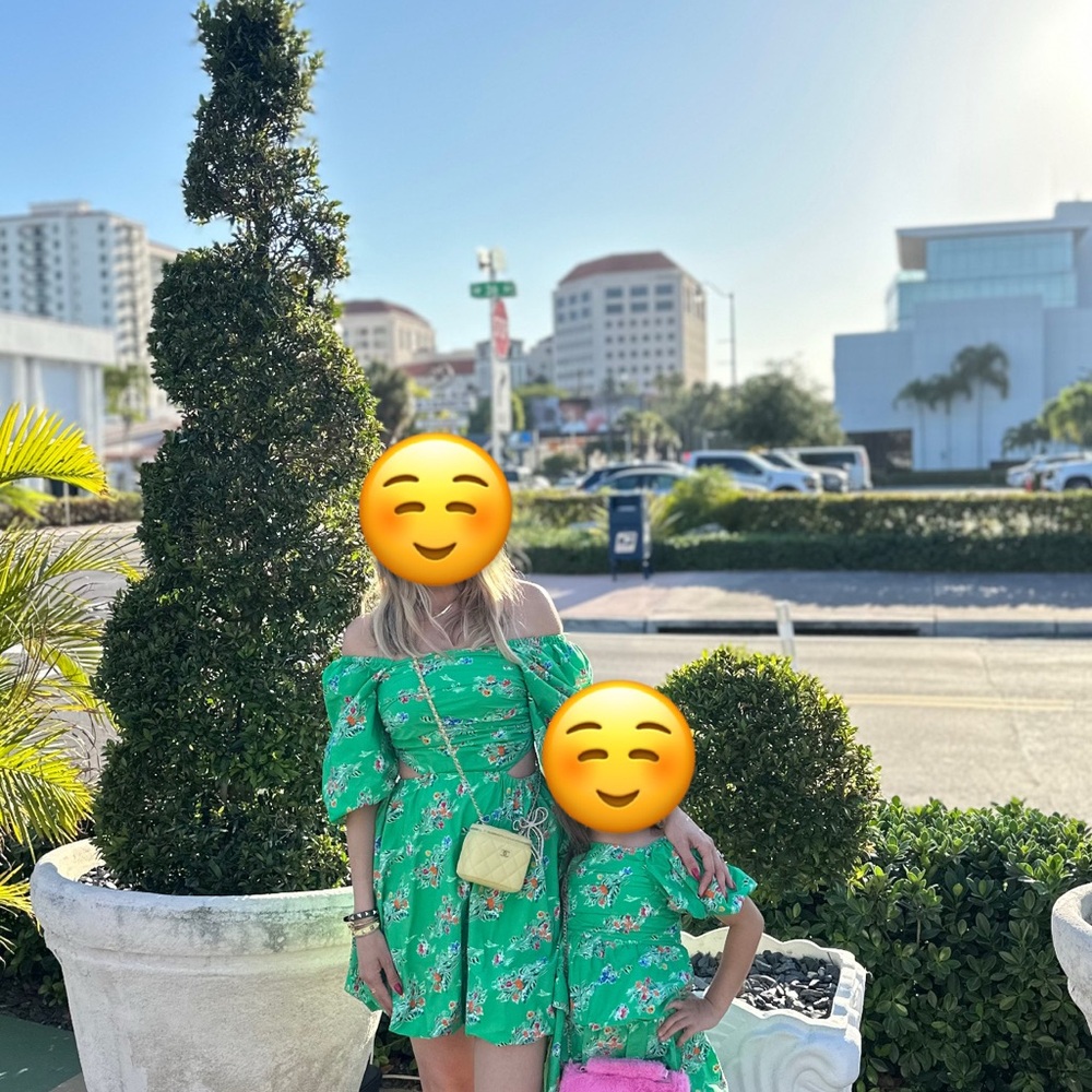 Mommy And Me Green Floral Puff Sleeve Dress